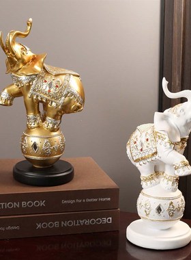 速发品意站球大象摆件家居办公室工艺创礼迁新居乔品客厅酒柜装饰