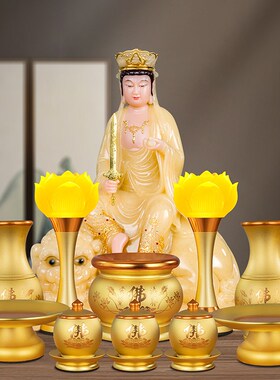 速发文三菩萨普贤菩萨家用供奉文殊普贤菩萨坐像华严殊圣佛像摆件