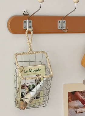 速发可挂式铁纳收纳筐壁挂置厨篮编织铁丝收艺篮物房杂物挂篮