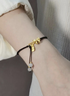 正品黄金999足金在逃公主手链女蝴蝶结送女友老婆七夕情人节礼物