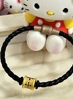 黄金足金999刺青信念转运珠手链女男士手串七夕情人节礼物送男友