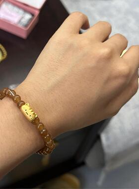 黄金足金999法棍猫咪萌宠转运珠手串手链礼物送女友老婆七夕礼物