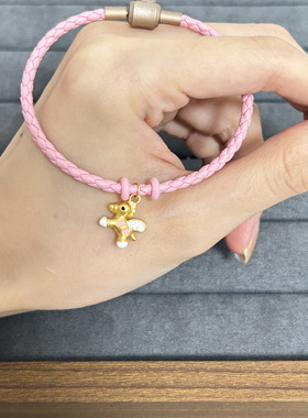 正品新款黄金足金999小木马摇摇马手链 送女友老婆七夕情人节礼物