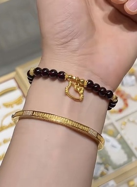 足金999hello kitty镂空KT手串手链女 送女友老婆七夕情人节礼物