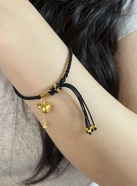 纯金黄金葫芦手链 999足金福禄葫芦手串女转运珠本命年礼物送女友