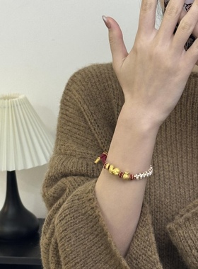 福袋蛇年纯金黄金小金蛇生肖蛇足金999手链女送女友老婆七夕礼物