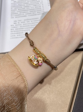 正品新款黄金足金999小木马摇摇马手链 送女友老婆七夕情人节礼物