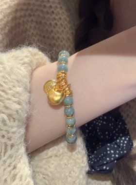 黄金小胖福手链金坨坨足金999财神手串 送女友老婆七夕情人节礼物