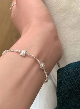 925纯银不规则碎银子蝴蝶手链简约小众设计甜美百搭波光粼粼手环