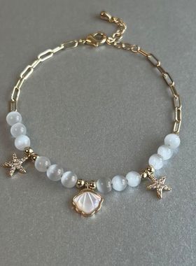 复古海星贝壳手链 vintage中古高颜值串珠手链清冷适合夏天手饰