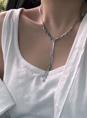 欧美风轻奢复古编织流苏项链独特设计感气质夸张蛇骨链颈链锁骨链