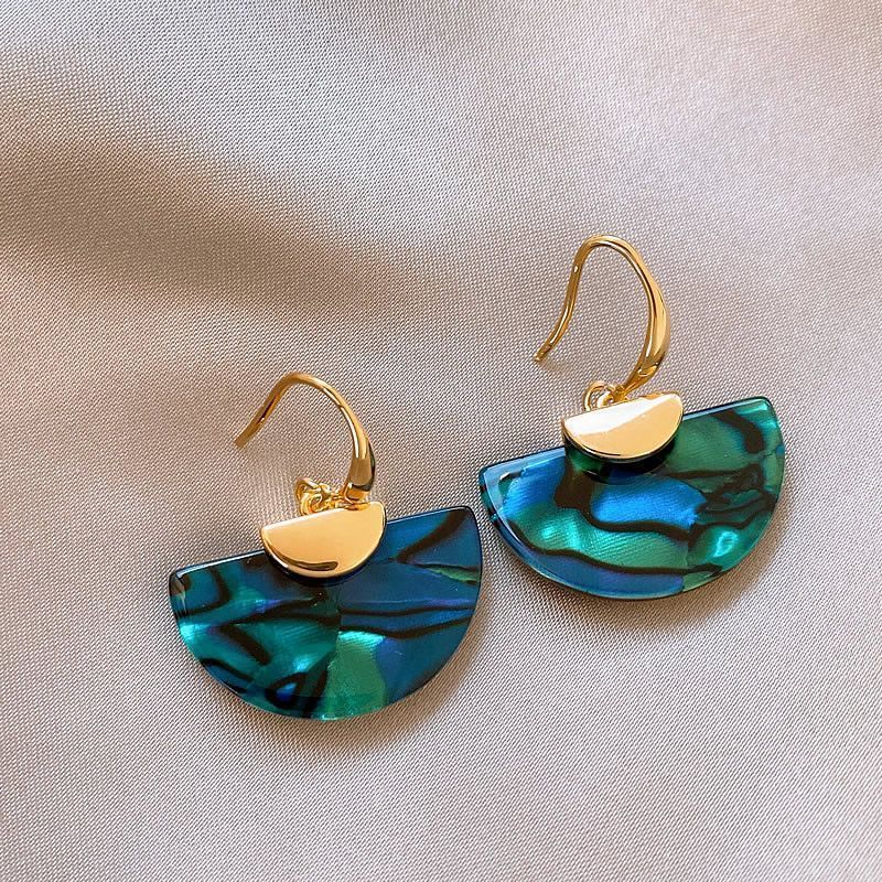 高级感复古扇形耳环不规则几何半圆耳钩小众设计气质优雅爆款耳饰 - 图0