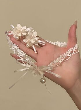 【栀子花信】森系仙气花朵珍珠项链甜美新娘锁骨链颈链