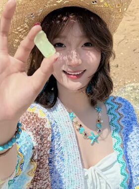 夏日蓝色海星贝壳项链女海边度假风颈链氛围感拍照配饰轻奢锁骨链