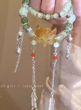 灵狐面具手链女款新中式长款双圈手串2025新款精致小众高级感手饰