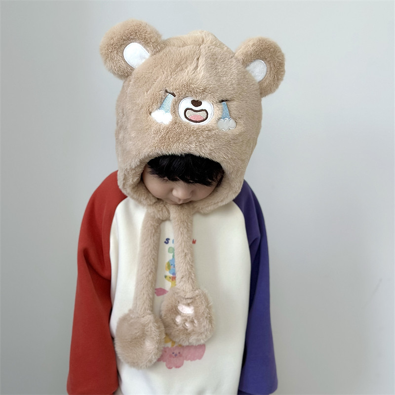 儿童帽子围巾一体秋冬季可爱宝宝超萌包头帽男女童加厚护耳毛绒帽,淘宝优惠券,粉丝福利购,淘宝优惠卷