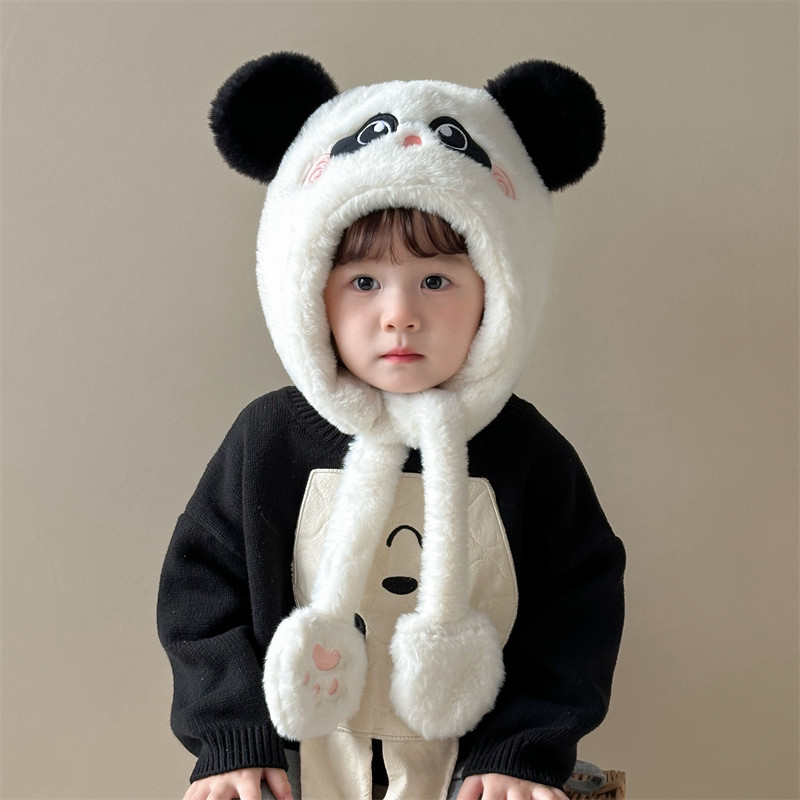 儿童帽子围巾一体秋冬季可爱宝宝超萌包头帽男女童加厚护耳毛绒帽,淘宝优惠券,粉丝福利购,淘宝优惠卷