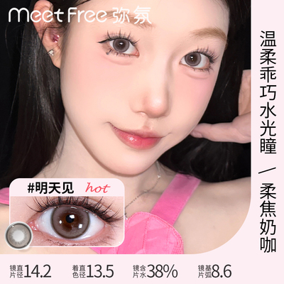 弥氛Meet Free美瞳半年抛冷葡萄酒紫色显色大小直径隐形近视眼镜