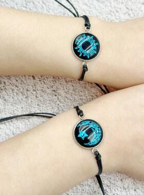 夜光不感应手錬学生闺蜜异地恋创意手绳礼物10后情侣好朋友