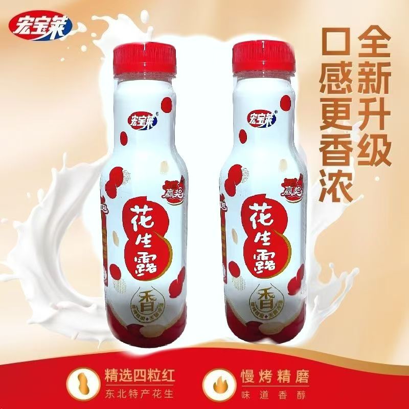 宏宝莱花生露450mlx10瓶早餐饮品花生牛奶营养饮料浓香型包邮批发