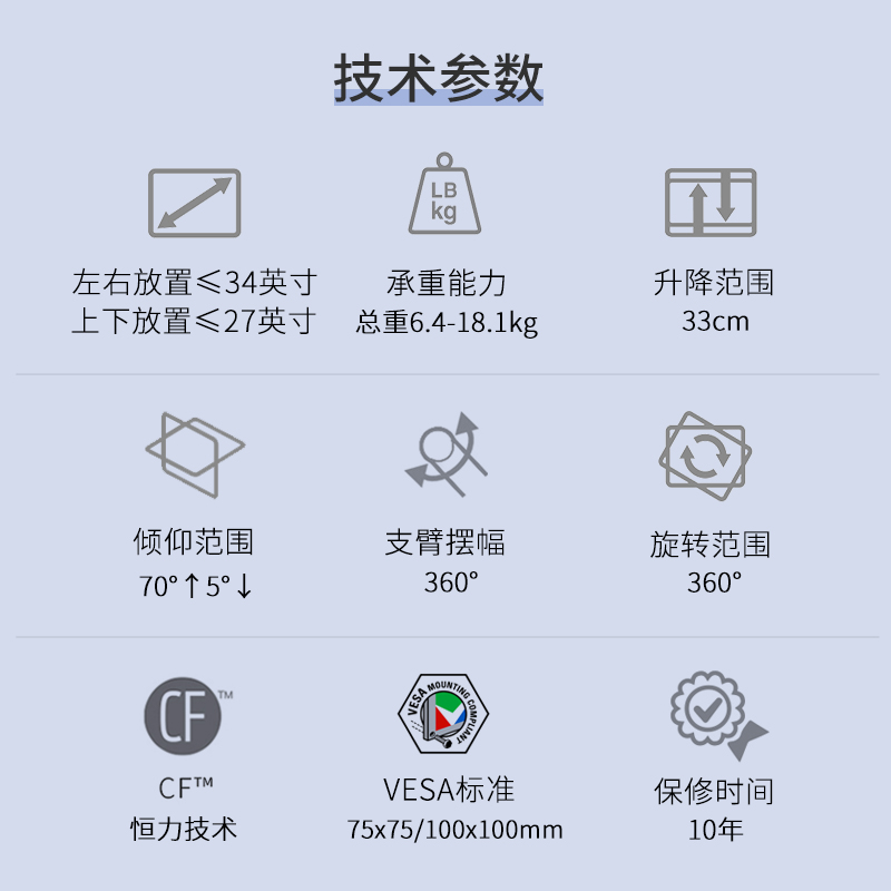 ergotron爱格升LX45-492-216双屏显示器支架台式电脑升降伸缩支臂 - 图3