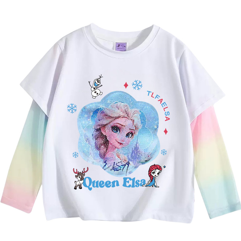 NASA联名艾莎公主新款女童纯棉T恤短袖拼接袖防晒衣服防蚊上衣夏,淘宝优惠券,粉丝福利购,淘宝优惠卷