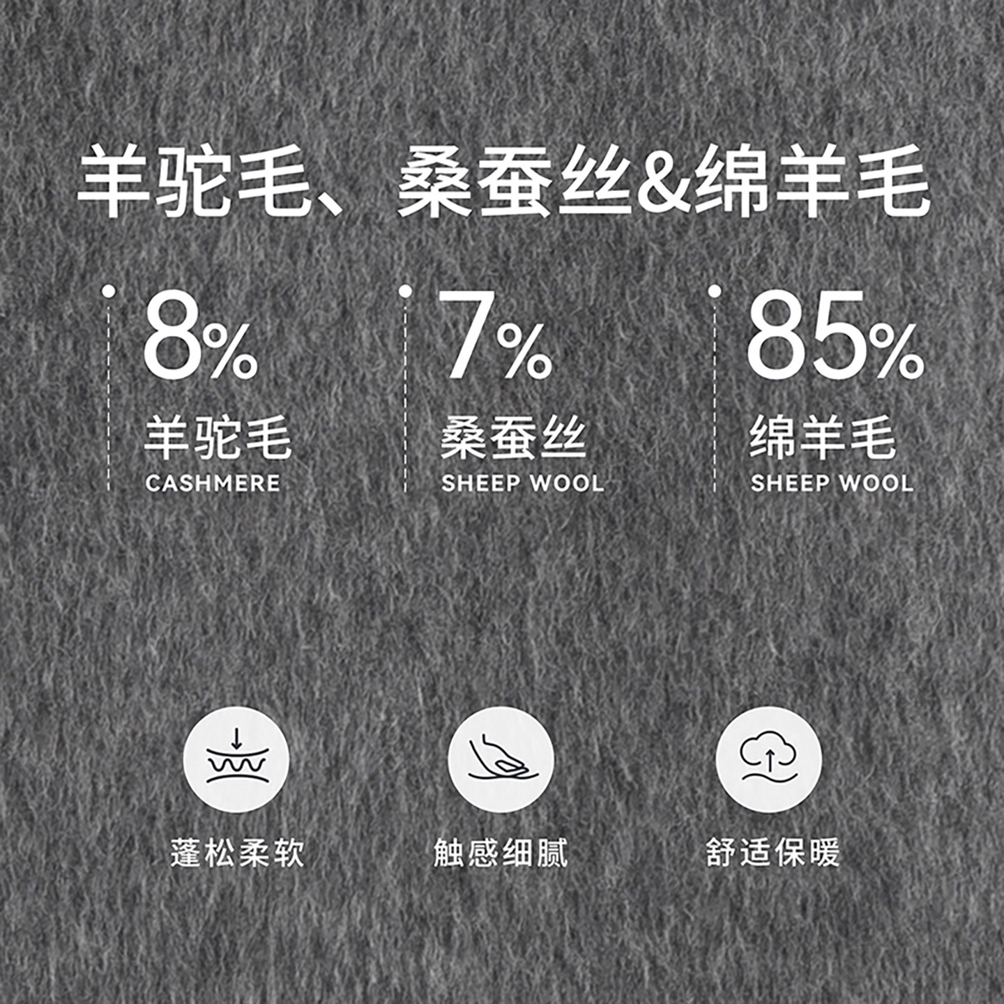 羊织道可颂 丝驼毛V领毛呢外套2024冬中长款灰色双面呢羊毛大衣