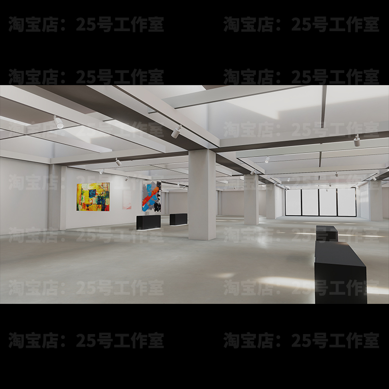 美术馆展览画廊室内大厅艺术3D模型建模素材blender三维展厅582 - 图2