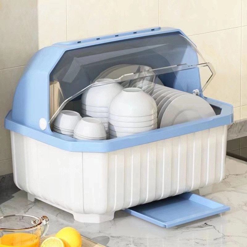 Household dish storage rack kitchen drain cupboard with lid