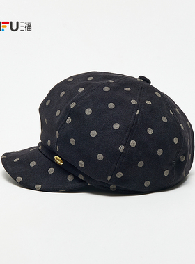 三福做旧波点帽八角帽 复古个性新潮时尚服饰配件帽子859935