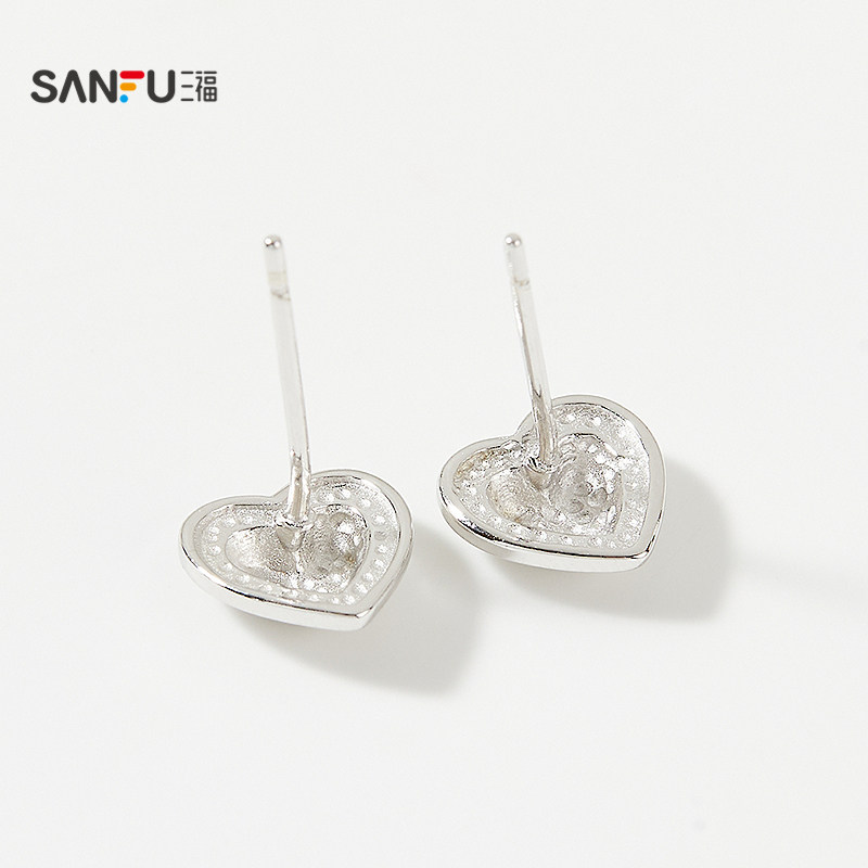 三福925银休闲简约拉丝耳钉一对 设计感首饰配饰耳环843097,淘宝优惠券,粉丝福利购,淘宝优惠卷