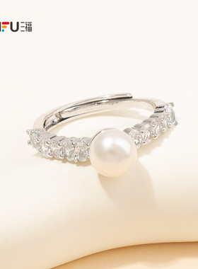 三福都市白金面包指环单只 时尚优雅复古首饰配饰戒指853566