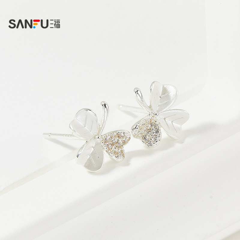 三福925银烤漆花都绽放耳钉一对 气质时尚首饰配饰耳环843991,淘宝优惠券,粉丝福利购,淘宝优惠卷