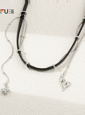 三福街潮皮绳短项链单条 个性时尚潮流装饰配饰首饰链850614