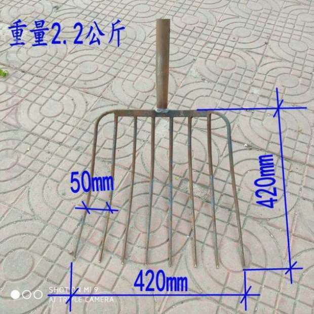 松土粪叉子农用钢叉人工工具具草实心H玉米园林地工锄头耙子草叉-图0