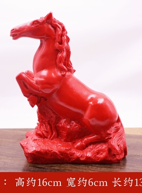 红色马朱砂胶泥吉祥物摆件