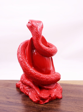 巳蛇朱砂胶泥家居桌面摆件