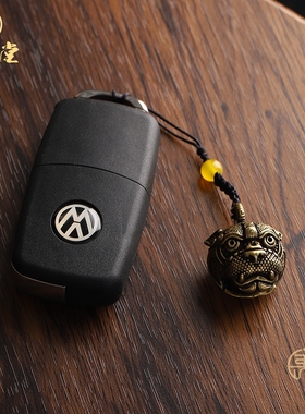 寅亥堂黄铜兽面招财貔貅铜铃铛挂件男女吊坠汽车钥匙扣手机链子坠