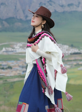民族风旅游披肩披风斗篷女夏季
