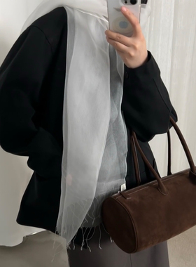 100%桑蚕丝白色长条丝巾女秋冬季氛围感轻薄飘逸百搭围巾时尚围脖