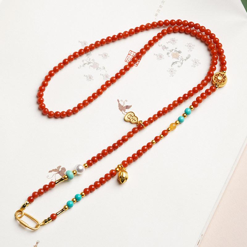 天然南红原创手作吊坠挂绳女项链配链回形针扣毛衣链配链国风设计,淘宝优惠券,粉丝福利购,淘宝优惠卷