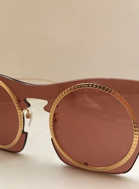 MK by Mike Nuosl透明棕粉金色圆框款太阳镜男女通用墨镜文艺个性