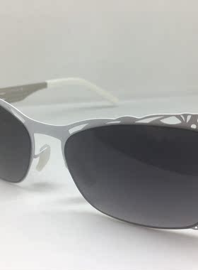 德系无螺丝白色镂空猫眼太阳镜墨镜女