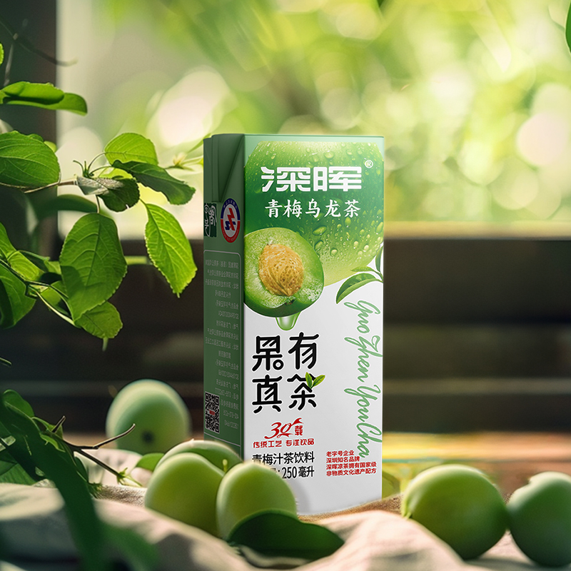 深晖青梅乌龙茶饮料梅子味果汁果茶250ml*24盒整箱装夏季解腻饮品 - 图0