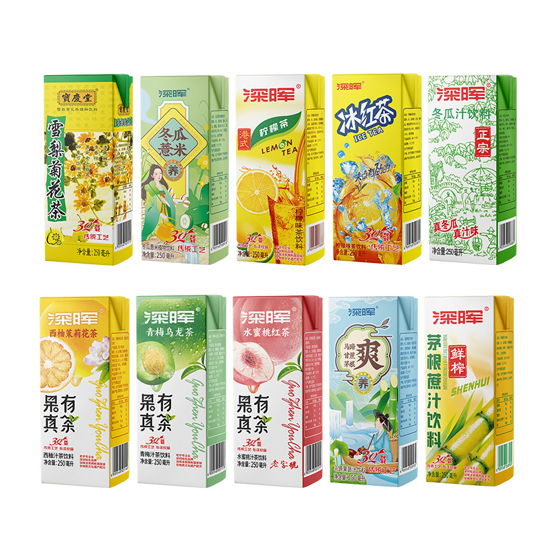 深晖冬瓜茶饮料马蹄爽茅根甘蔗汁果汁盒装菊花茶竹蔗水饮料整箱批