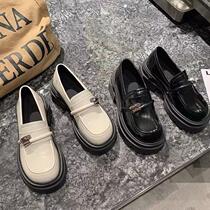 Hong Kong boomers comfortable and thick bottom heightening small leather shoes fashion Inn Wind new leather small crowdsourced 100 hitchhiking shoes women