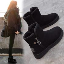 Winter snow boots female plus suede thickened 2023 new warm short boots leather hair integrated Martin boots autumn winter cotton shoes