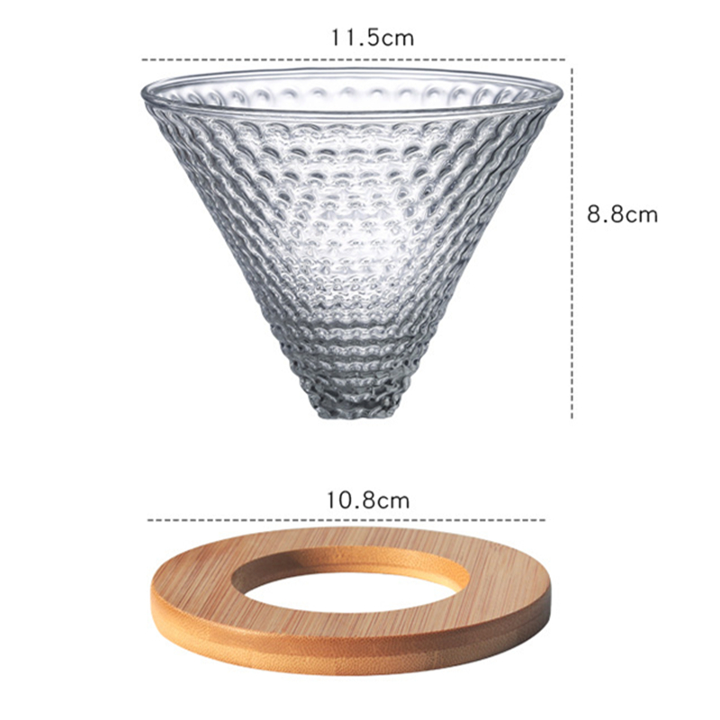 木质玻璃咖啡滤i杯手冲咖啡壶器具套装 锥形V60型玻璃过滤杯分享 - 图0
