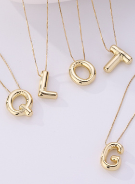 热卖气球首饰光面字母吊坠铜镀18