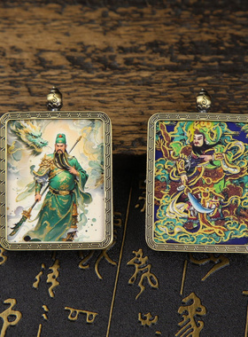 关公关二爷单面唐卡描金画像男士